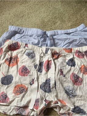 LOFT Light Blue and White Floral Print Sleep Shorts